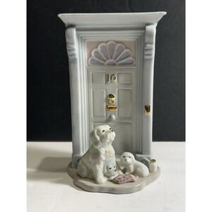 Vintage Simson Home Buddies Porcelain Figurine "Waiting For Master At Door" Dogs